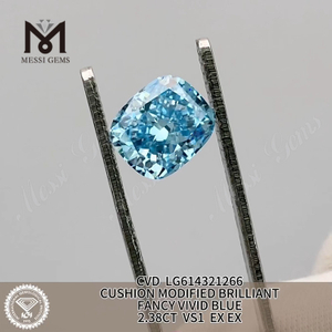 2.38CT VS1 COUSSIN FANCY VIVID BLUE Diamants certifiés cultivés en laboratoire igi 丨 Messigems CVD LG614321266