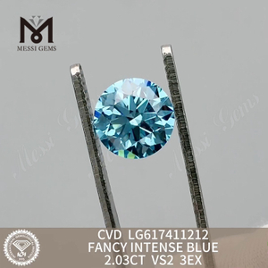 Les diamants artificiels 2.03CT VS2 FANCY INTENSE BLUE coûtent une brillance amicale 丨 Messigems CVD LG617411212