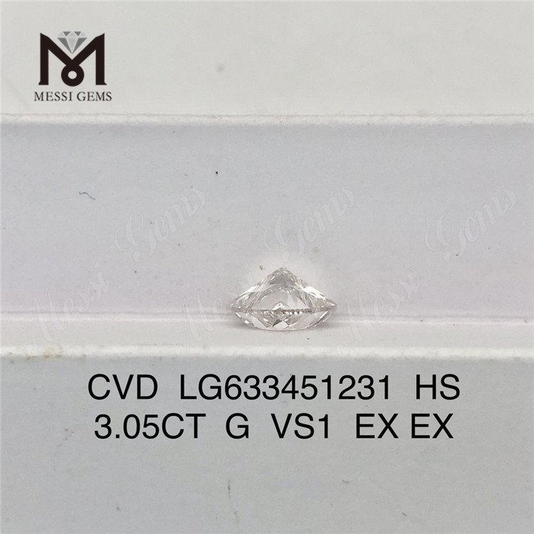 Diamants fabriqués en laboratoire 3.05CT G VS1 HS CVD, vente en gros LG633451231 丨 Messigems 