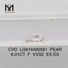 Diamants cultivés en laboratoire PEAR 6.01CT F VVS2 CVD LG616490561丨Messigems 