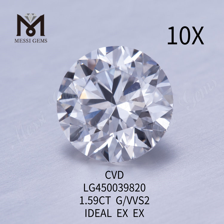 1,59 carat G VVS2 Diamants de laboratoire ronds CVD