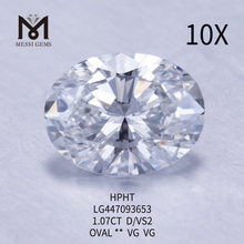 Diamants de laboratoire ovales de qualité D VS2 de 1,07 carat HPHT