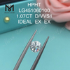 1,07 carat D VVS2 diamants ronds BRILLIANT IDEAL Cut Grade lab HPHT