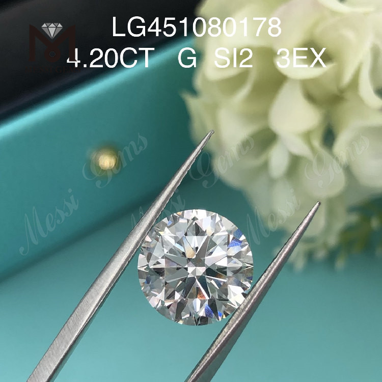 4,2 ct G SI2 RD 3EX Cut Grade diamants cultivés en laboratoire 4 carats