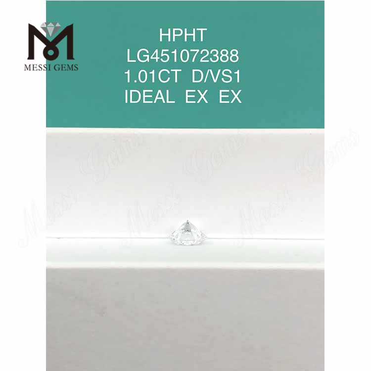 1,01 ct D VS1 Diamant rond IDEL Cut Grade cultivé en laboratoire HPHT