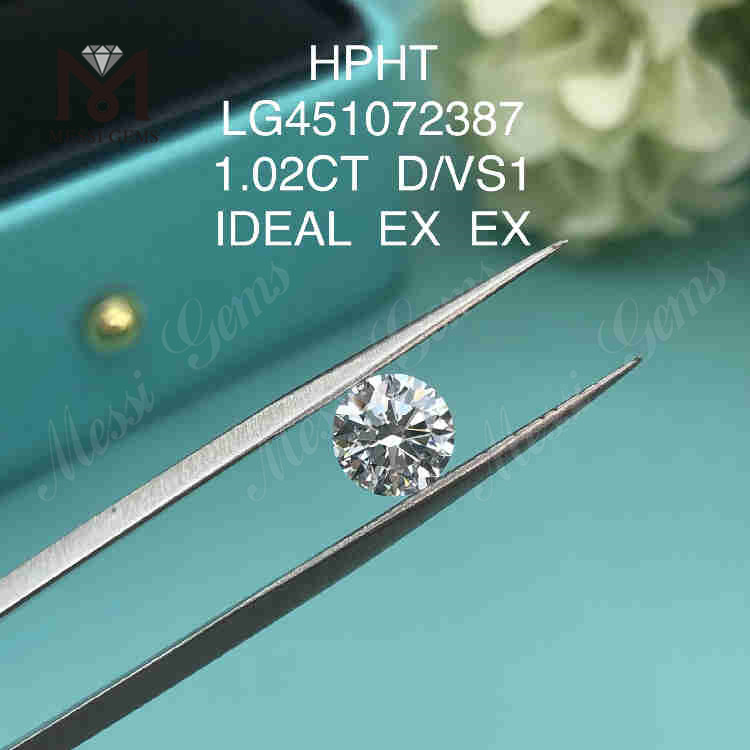 1.02ct D/VS1 RD diamant cultivé en laboratoire IDEAL