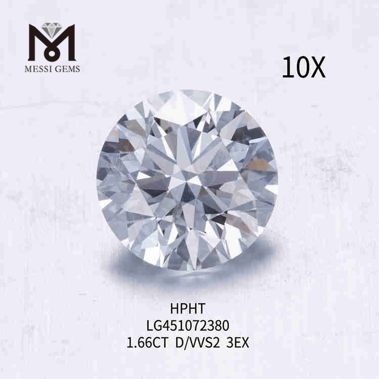 1.66ct D/VVS diamants simulés de laboratoire taille ronde 3EX
