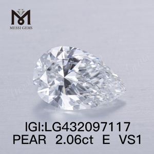 Diamants de laboratoire en forme de poire E/VS1 de 2,06 carats FAIR VG