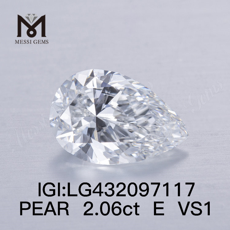 Diamants de laboratoire en forme de poire E/VS1 de 2,06 carats FAIR VG