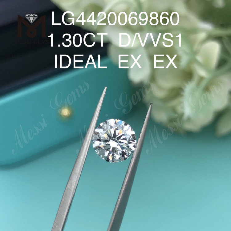 1.30 Carat D VVS1lab Grown Diamond Diamants synthétiques ronds en vrac IDEAL