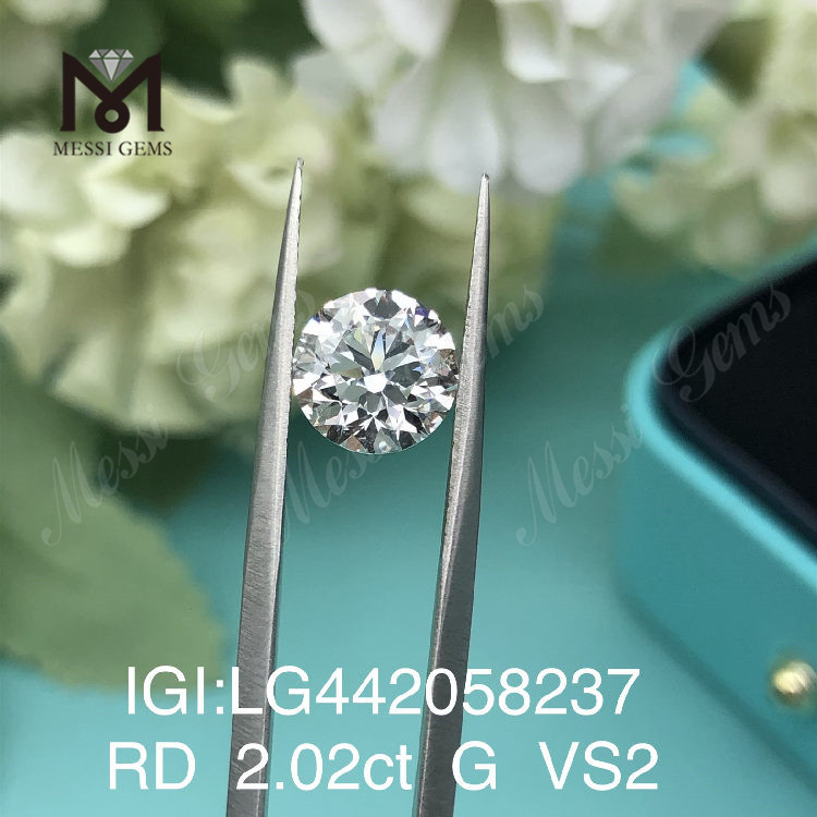 2.02ct G VS2 Lab Grown Diamonds Round Cut diamants synthétiques en vrac IGI