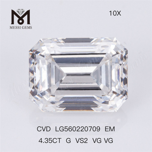 4.35CT G VS2 VG VG diamant de laboratoire taille émeraude CVD en vente
