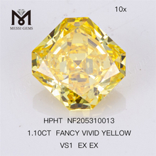 1.10ct VS1 EX EX Fancy Vivid Yellow Radiant Cut diamant radiant cultivé en laboratoire