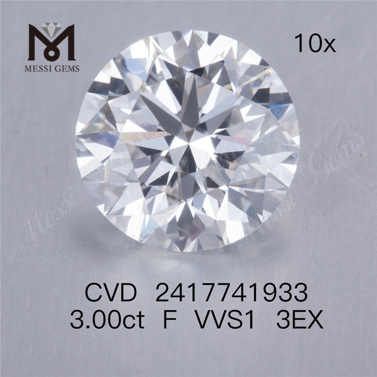 Diamant de laboratoire 3CT F 3EX forme ronde cvd diamant cultivé en laboratoire en vente