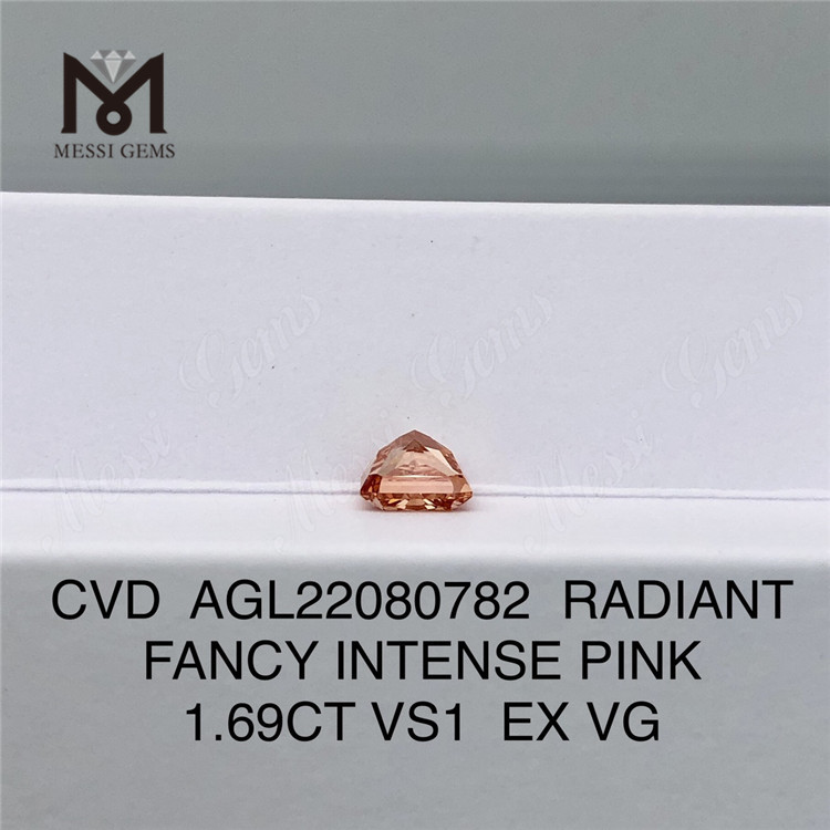 1.69CT ROSE FANTAISIE INTENSE VS1 EX VG RADIANT diamant de laboratoire CVD AGL22080782
