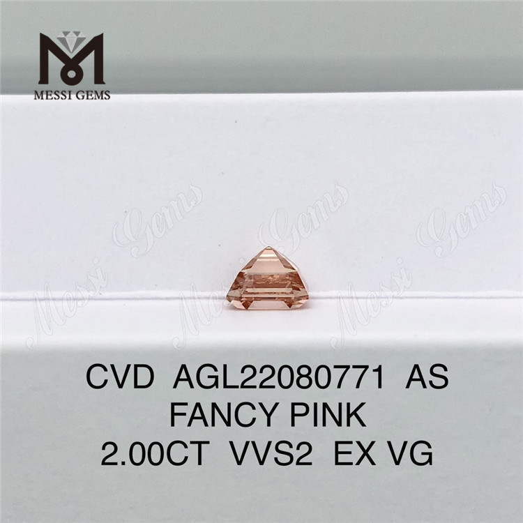 2.00CT ROSE FANTAISIE VVS2 EX VG CVD AS diamant de laboratoire AGL22080771