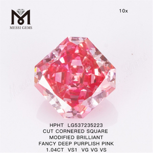 1.04CT CARRÉ FANCY ROSE VIOLET PROFOND VS1 VG VG VS HPHT diamant de laboratoire LG537235223 