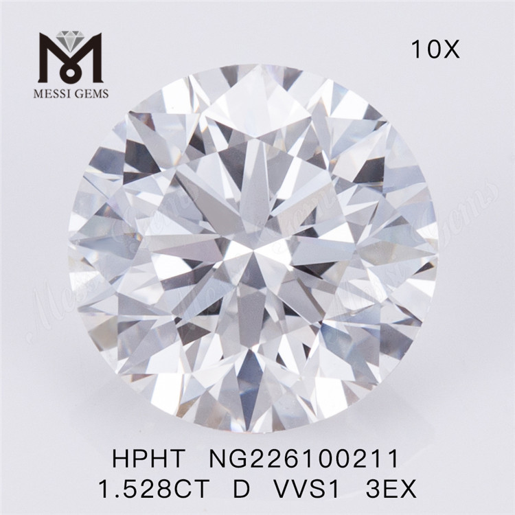 1.528 carat D VVS1 3EX diamants de laboratoire taillés ronds prix du fabricant en vente