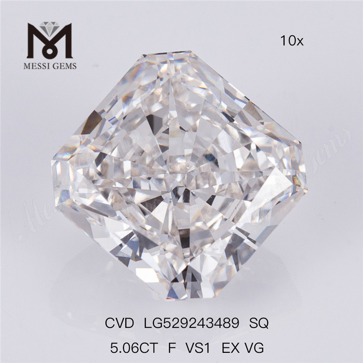 5.06CT F VS1 EX VG CVD SQ diamants cultivés en laboratoire 5 carats de haute qualité 