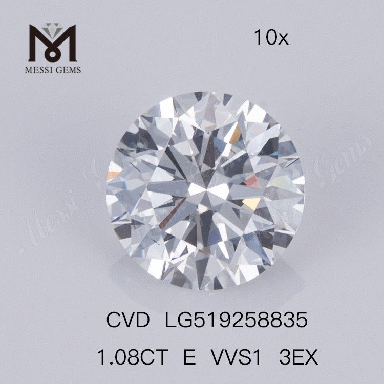 1.08CT E VVS1 diamant fabriqué par l'homme bon marché 3EX diamants synthétiques lâches CVD