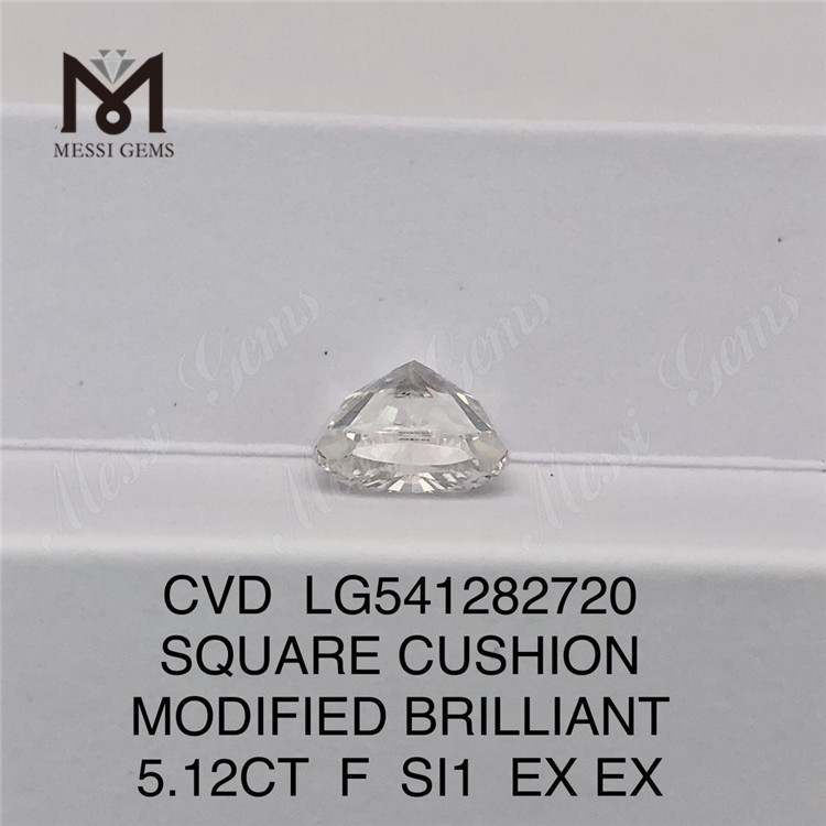 5.12CT F SI1 EX EX MODIFIÉ Brillant diamant taillé en coussin cultivé en laboratoire