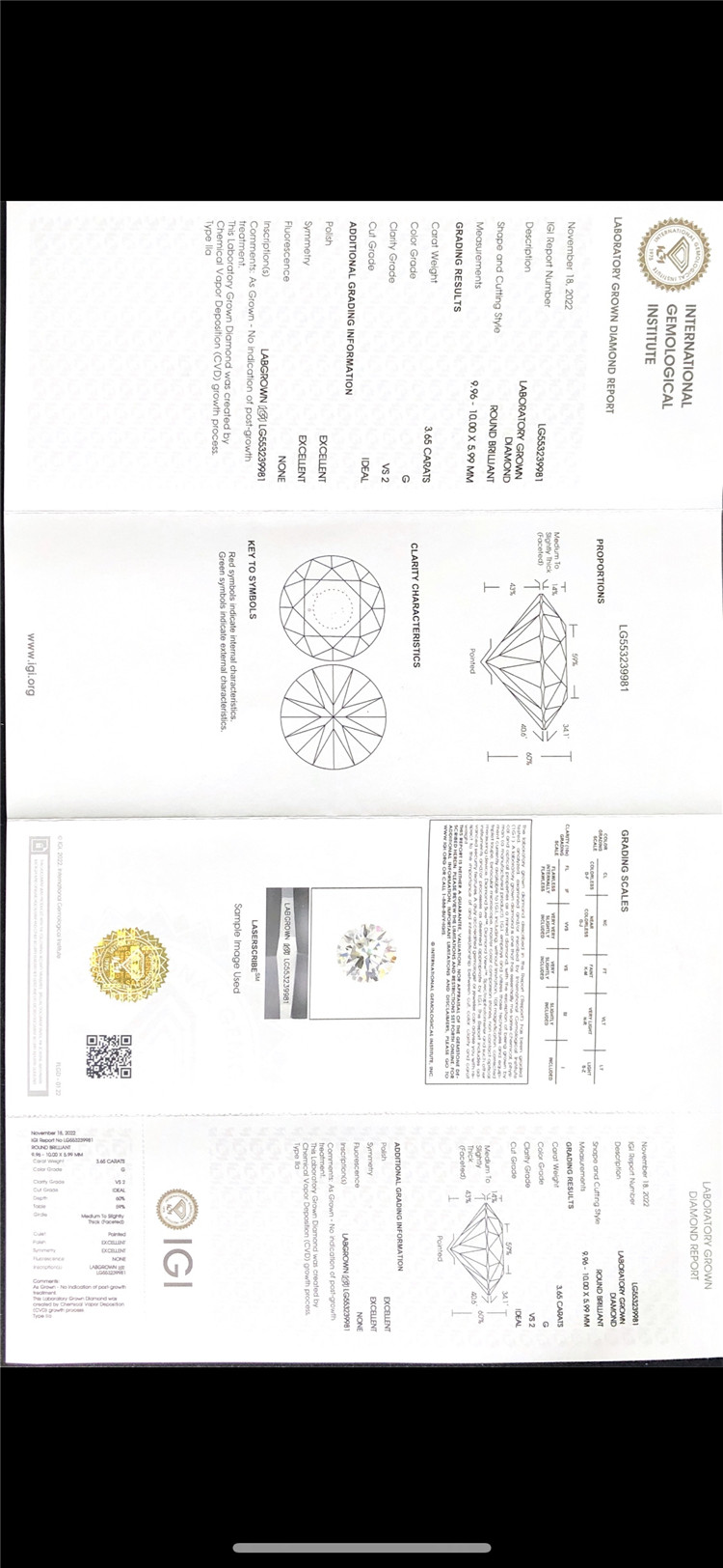 Fabricant de diamants de laboratoire de 3,65 carats 