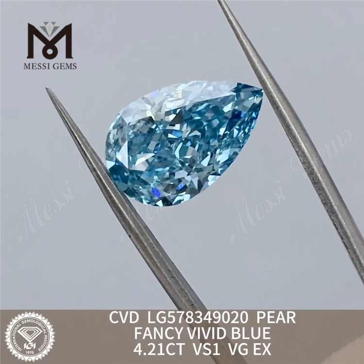 4.21CT VS1 VG EX PEAR FANCY VIVID BLUE diamants fabriqués en laboratoire bon marché CVD LG578349020