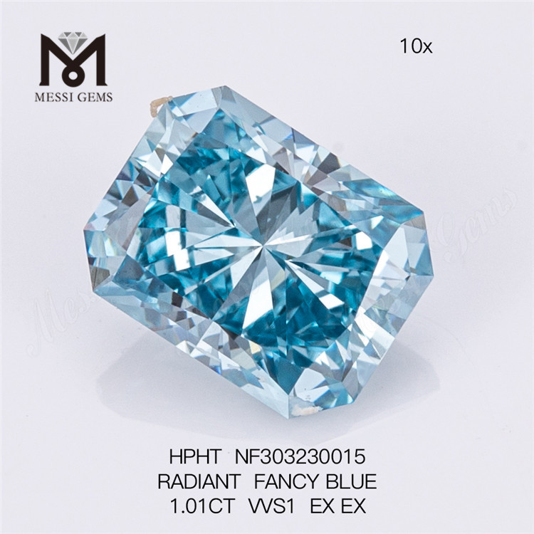 1.01CT VVS1 RADIANT FANCY BLUE diamant cultivé en laboratoire HPHT NF303230015