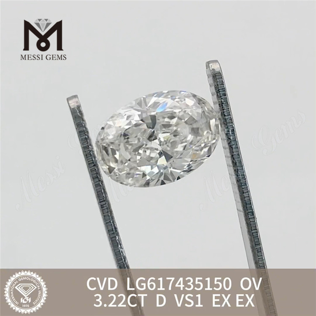 3.22CT D VS1 diamants créés par l'homme ovale IGI 丨 Messigems CVD LG617435150