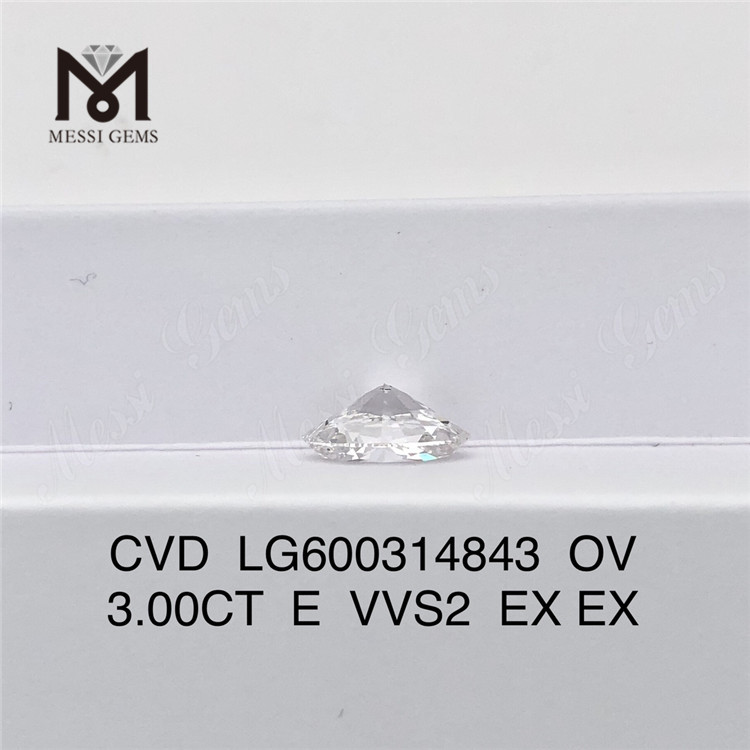 3CT E VVS2 EX pour Cvd ovale en diamant LG600314843 Tous vos besoins en bijoux 丨 Messigems