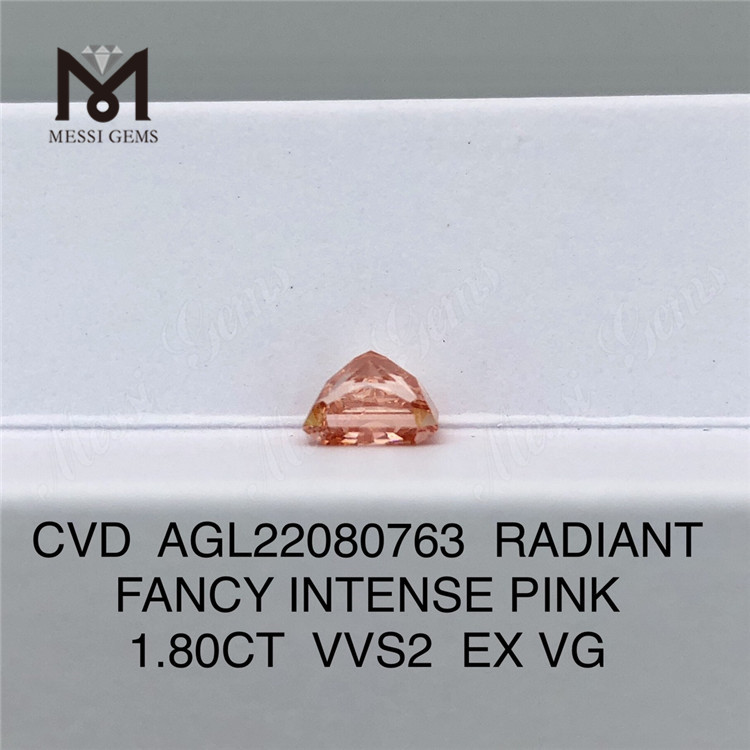 1.80CT VVS2 EX VG Radiant Gros Diamants de Laboratoire Rose FANTAISIE INTENSE ROSE Diamant CVD AGL22080763 