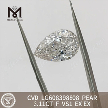 3.11CT F VS1 PEAR Cvd Loose Diamond Élégance durable pour les designers 丨 Messigems CVD LG608398808