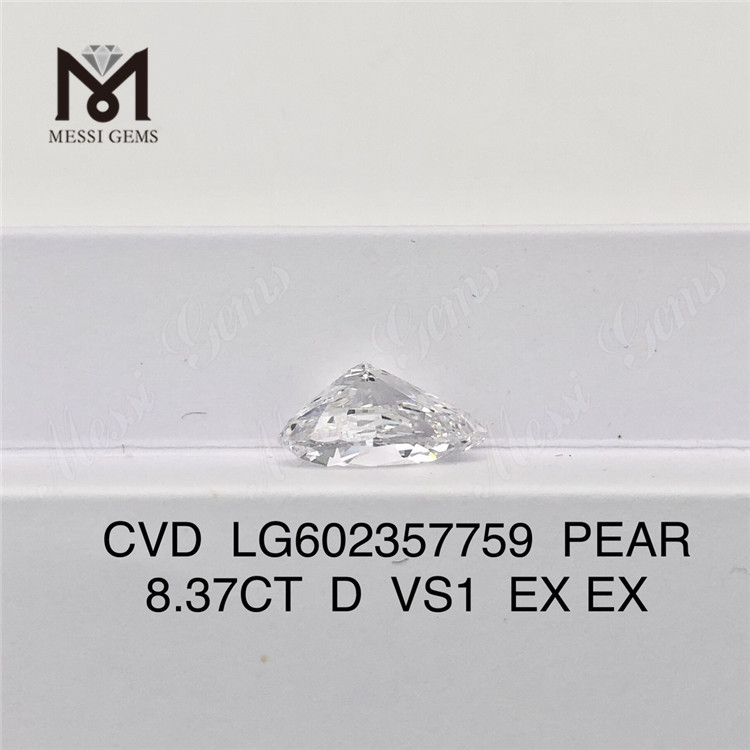 8.37CT D VS1 PEAR Diamant cvd cultivé en laboratoire de 8 carats Éthique et abordable LG602357759丨Messigems