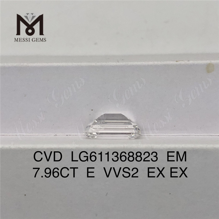 7.96CT E VVS2 taille émeraude du laboratoire de diamants CVD LG611368823丨Messigems \t