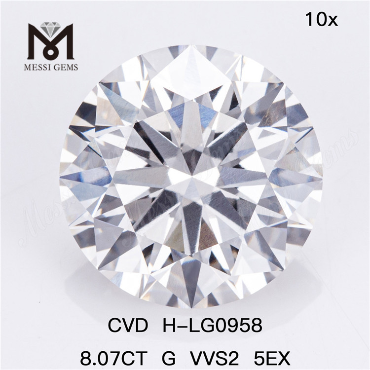 Diamants CVD en vrac 8,06 CT G VVS2 ID EX EX : une qualité à laquelle vous pouvez faire confiance LG602336105 丨 Messigems